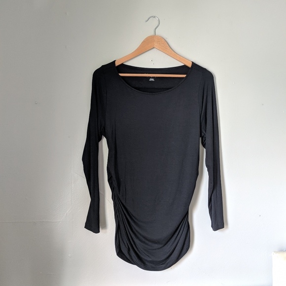 Soft Surroundings Tops - Soft Surrounding Black Ruched Sides Long Sleeve
